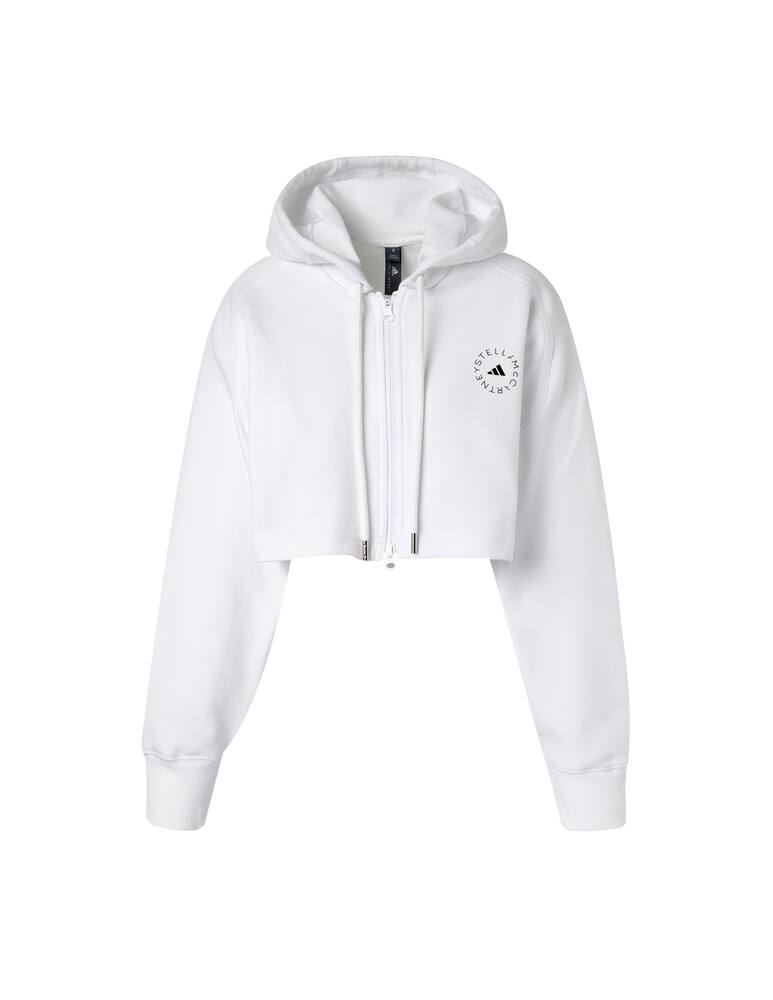 rinascente Adidas Stella McCartney Cotton blend crop hoodie - white