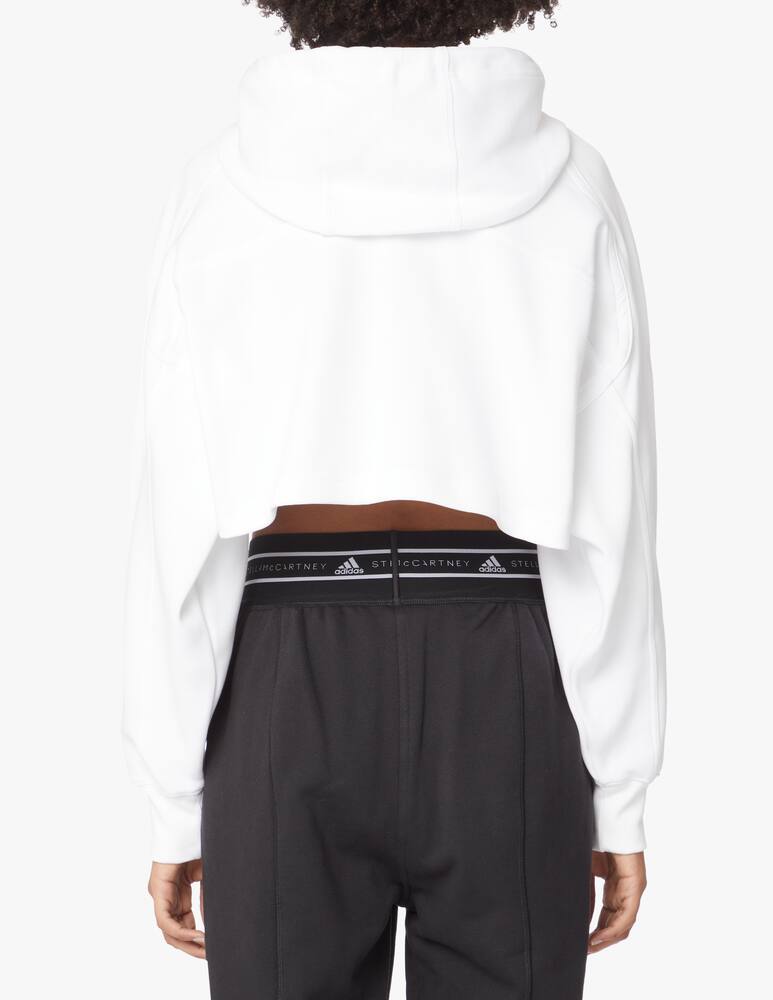 rinascente Adidas Stella McCartney Cotton blend crop hoodie - white