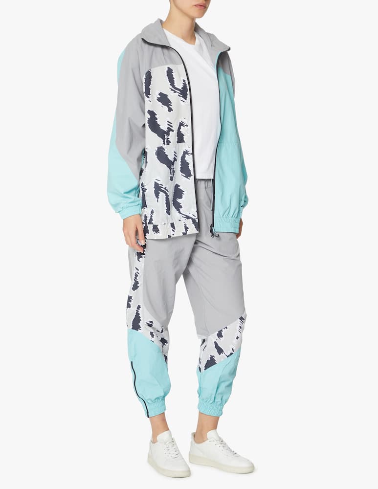 rinascente Adidas Stella McCartney Felpa sportiva in nylon con stampa animalier - grigio