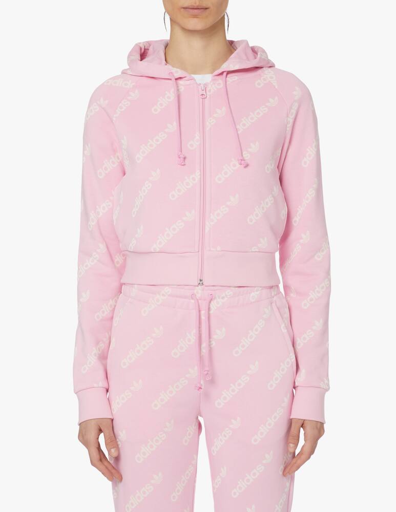 rinascente Adidas Originals Felpa sportiva cropped in misto cotone - rosa
