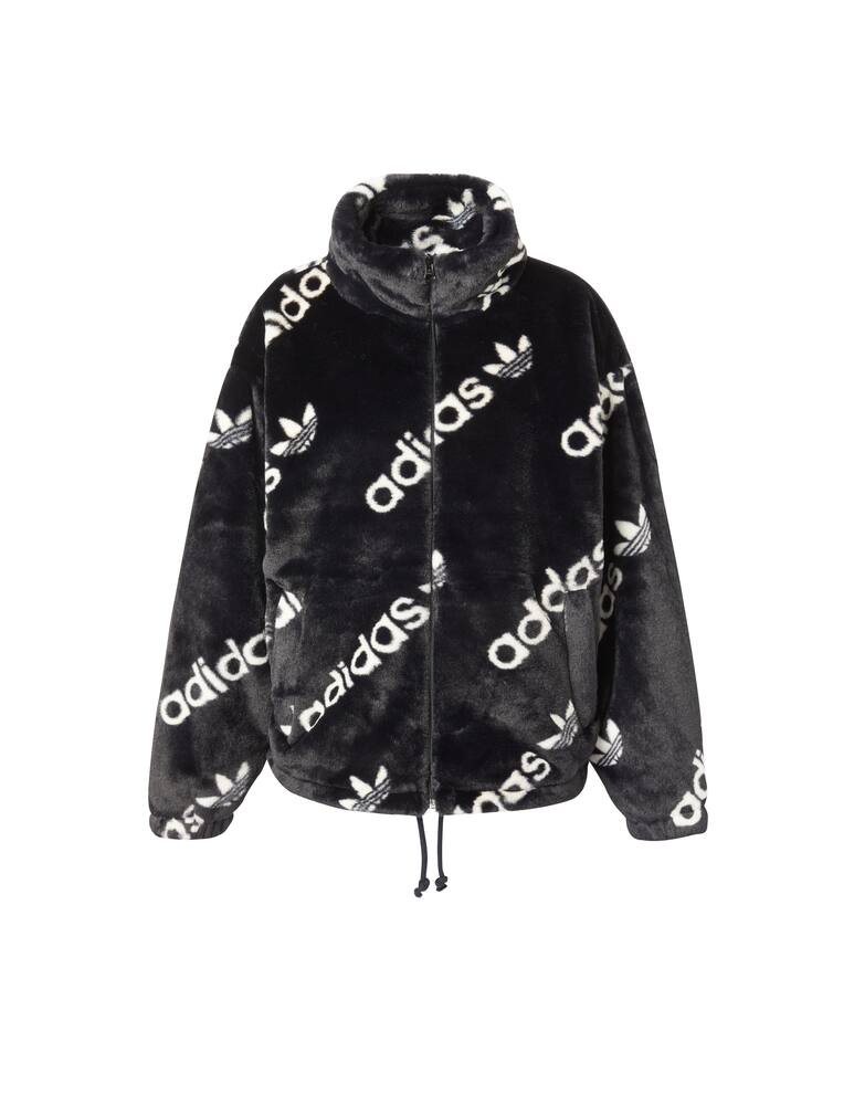 Shop Adidas Originals Faux fur jacket black on Rinascente