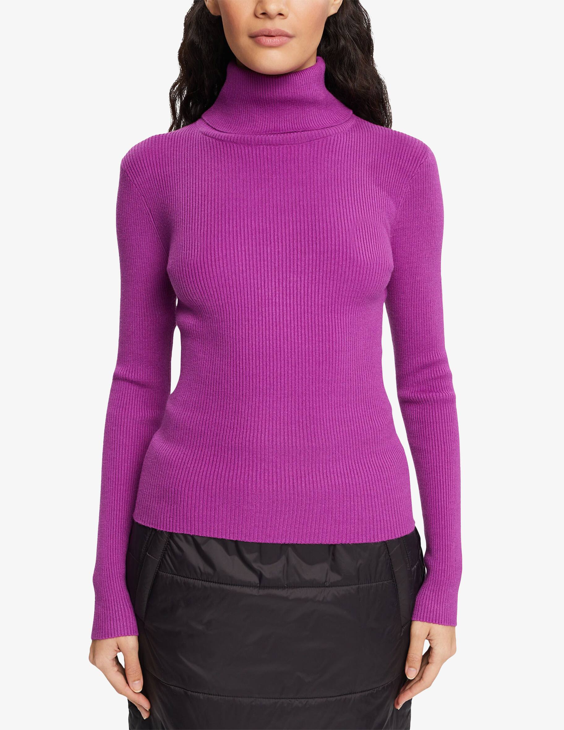 Shop ESPRIT Viscose blend ribbed turtleneck Violet on Rinascente