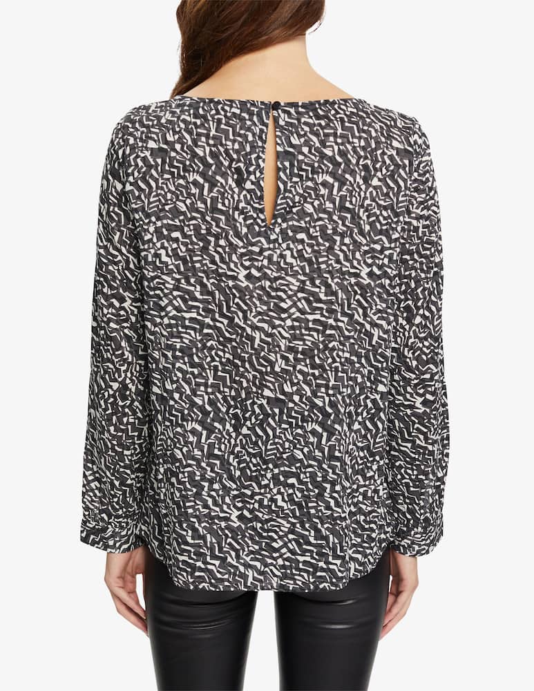 rinascente ESPRIT Patterned blouse with notched sleeves - Black