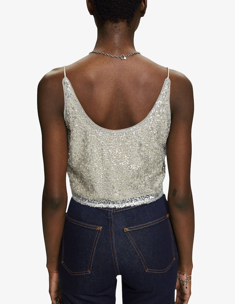 rinascente ESPRIT Top accorciato con paillettes scintillanti