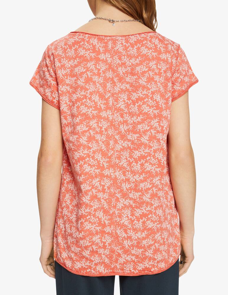 rinascente ESPRIT Floral T-shirt with rolled hems - Orange