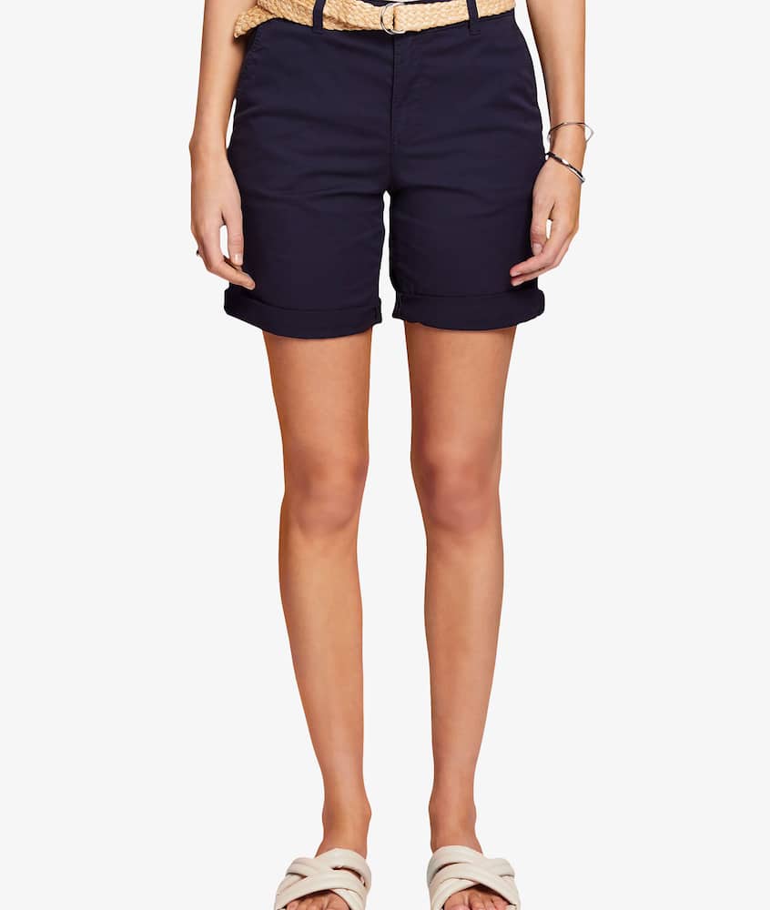 ESPRIT Shorts con cintura intrecciata in rafia - immagine 1