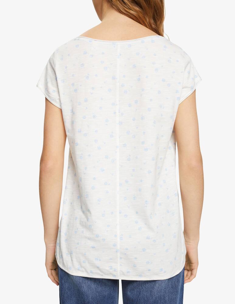 rinascente ESPRIT Floral T-shirt with rolled hems - White
