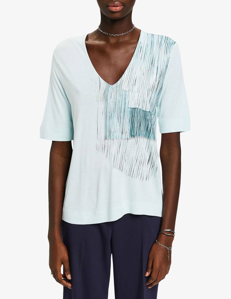 ESPRIT T-shirt con scollo a V - Azzurro - immagine 1 ESPRIT T-shirt con scollo a V - Azzurro - immagine 1