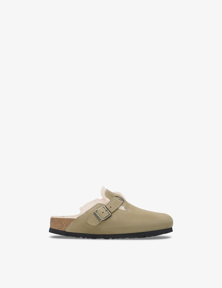 rinascente Birkenstock Boston suede shearling clogs