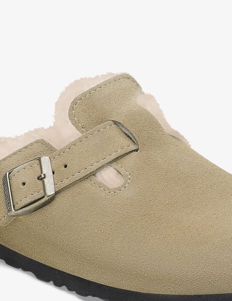 rinascente Birkenstock Boston suede shearling clogs