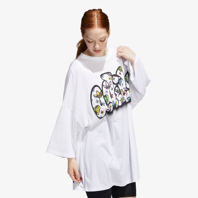 rinascente Adidas Originals Abito t-shirt in cotone Jeremy Scott - Bianco