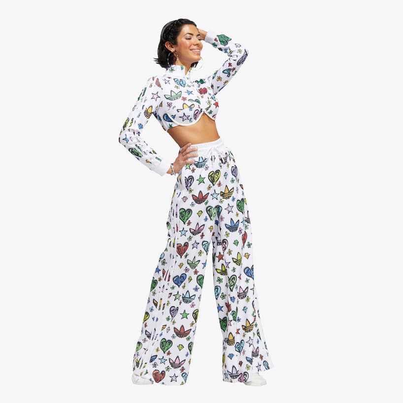 rinascente Adidas Originals Jeremy Scott Monogram crop track jacket - White