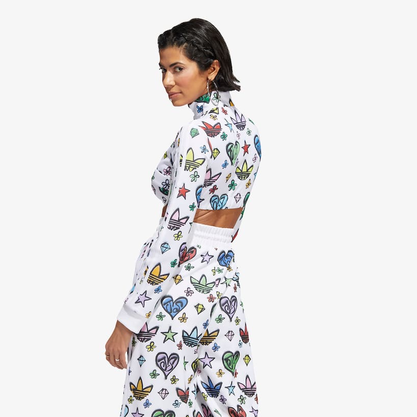 rinascente Adidas Originals Jeremy Scott Monogram crop track jacket - White