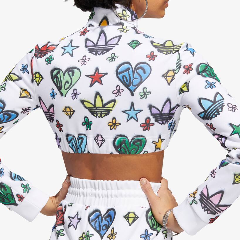 rinascente Adidas Originals Jeremy Scott Monogram crop track jacket - White