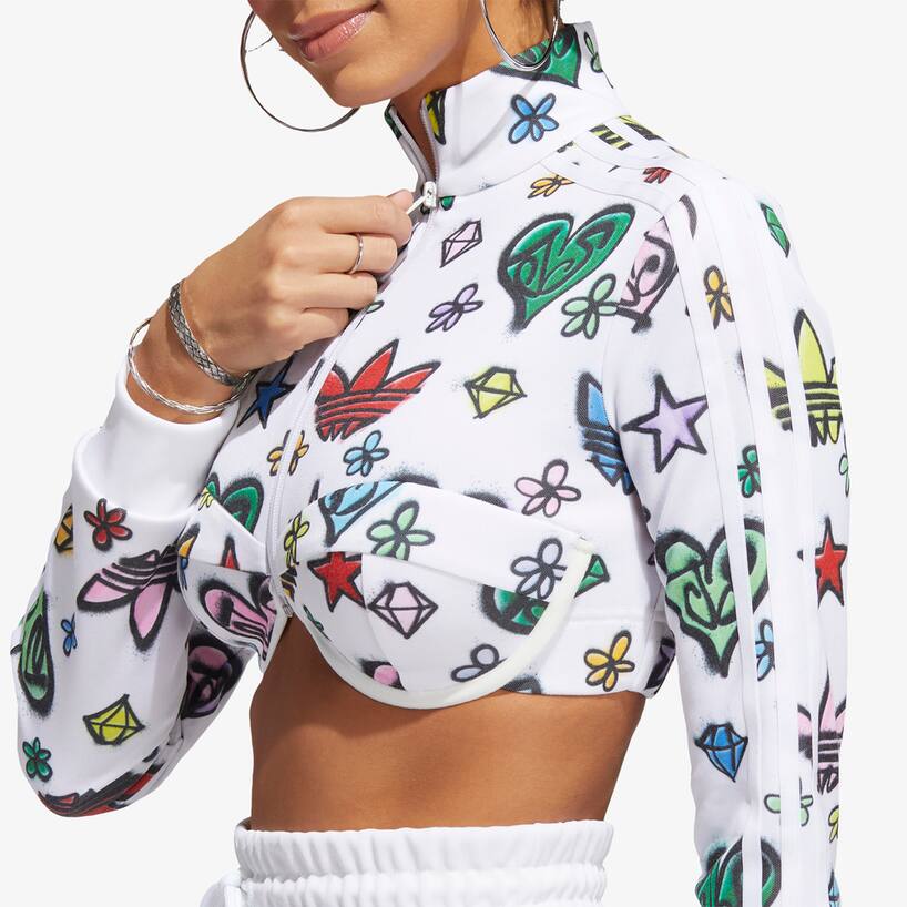 rinascente Adidas Originals Jeremy Scott Monogram crop track jacket - White