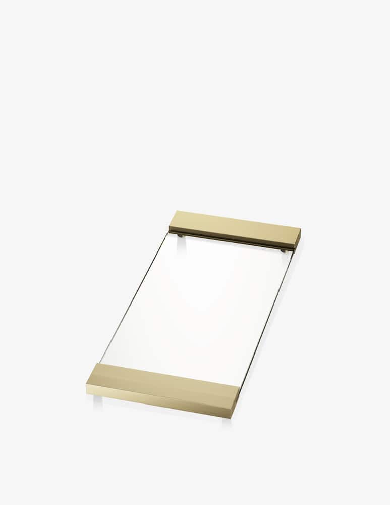 rinascente Decor Walther Tab 37 Tray Large - Gold Matt 24 Carat / Clear Glass