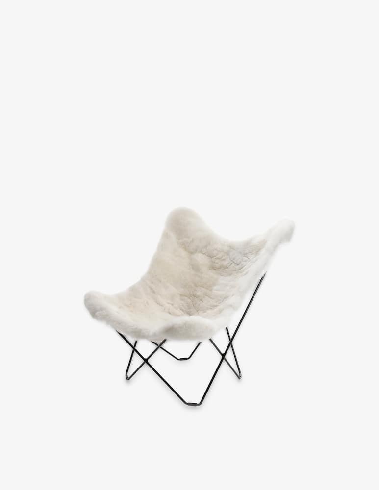 rinascente Weich Alpaca Fur Butterfly Chair Mariposa Champagne