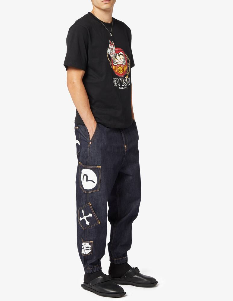 rinascente Evisu Seagull print multi pockets denim jogger