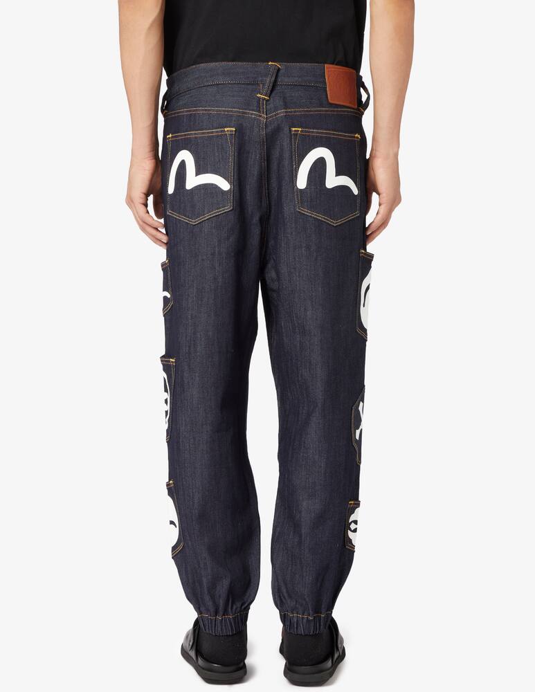 rinascente Evisu Seagull print multi pockets denim jogger
