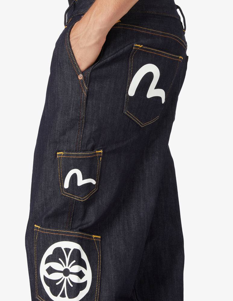 rinascente Evisu Seagull print multi pockets denim jogger