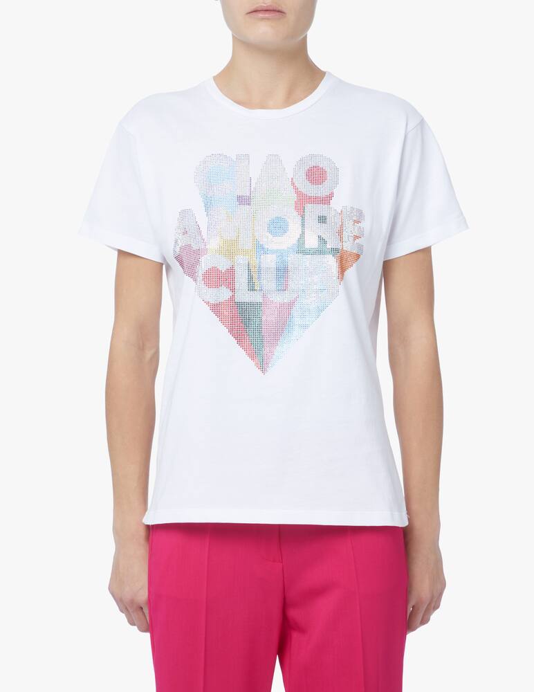 Giada Benincasa Ciao amore club crystal cotton t-shirt - white - picture 1 Giada Benincasa Ciao amore club crystal cotton t-shirt - white - picture 1