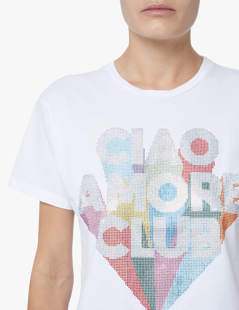 rinascente Giada Benincasa T-shirt in cotone ciao amore club crystal - bianco