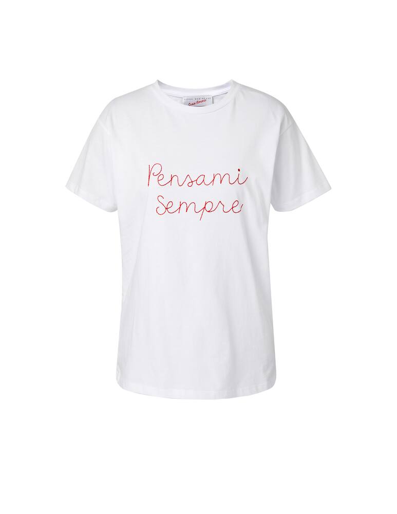 rinascente Giada Benincasa T-shirt in cotone pensami sempre - bianco