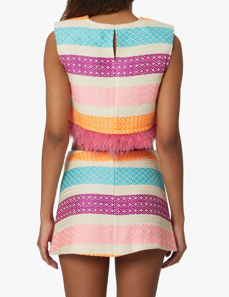 rinascente Giada Benincasa Top in misto cotone a righe con piume - viola