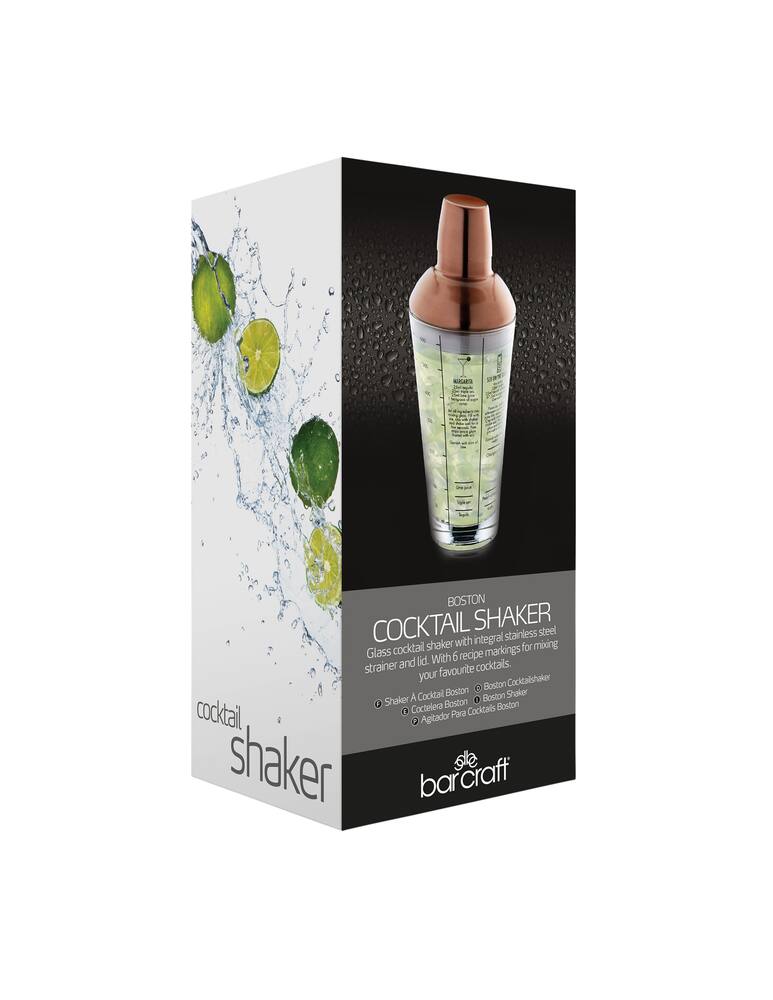 rinascente BarCraft Boston Cocktail Shaker 700 ml con 6 ricette di cocktail
