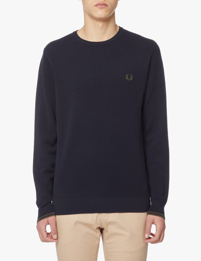 rinascente Fred Perry Piquet roundneck sweater - blue