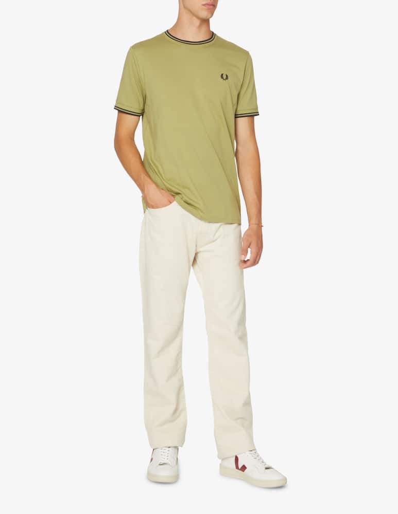 rinascente Fred Perry Maglietta di cotone con logo e profili - Verde