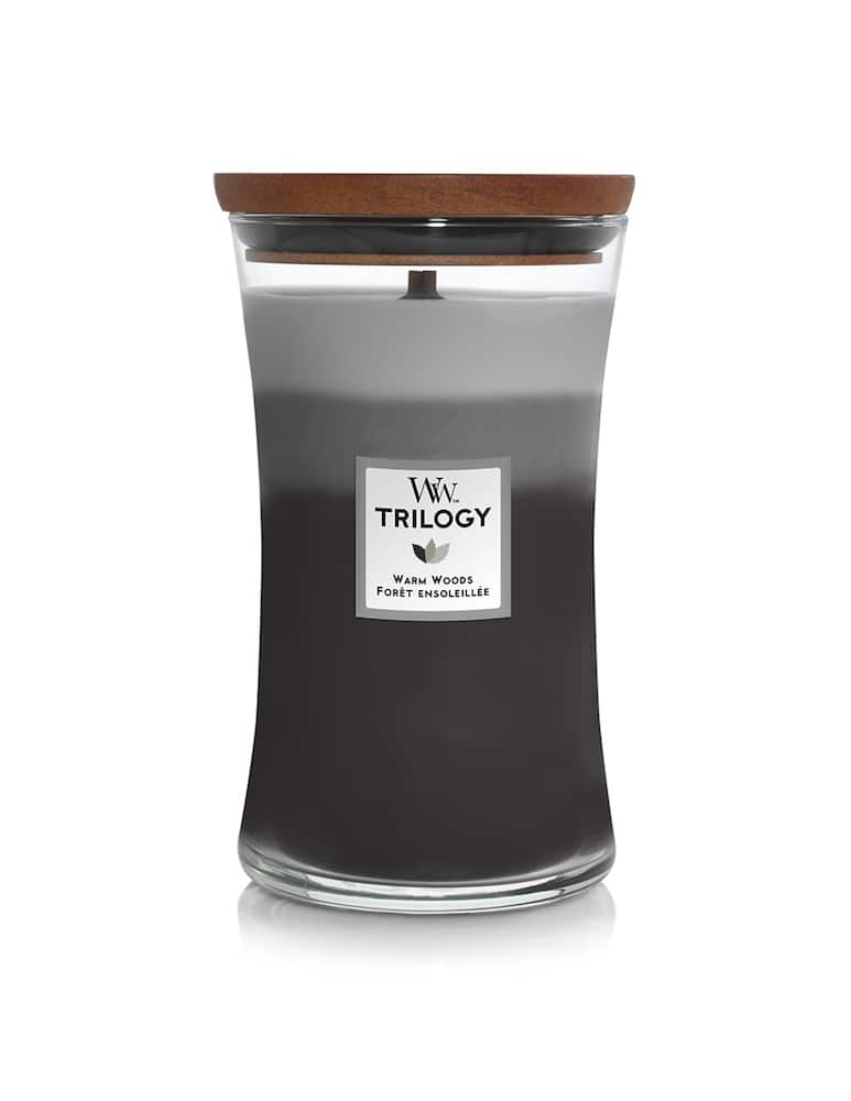 Woodwick Candela Grande Trilogy Warm Woods - immagine 1 Woodwick Candela Grande Trilogy Warm Woods - immagine 1