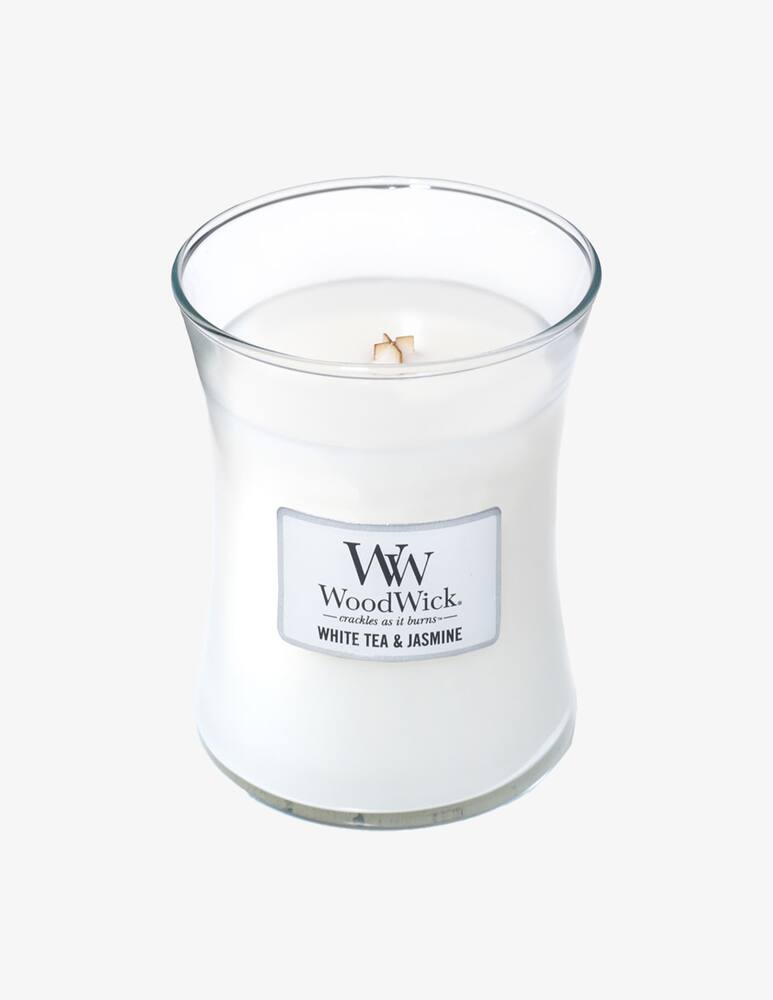 rinascente Woodwick Candle Medium White Tea & Jasmine - White