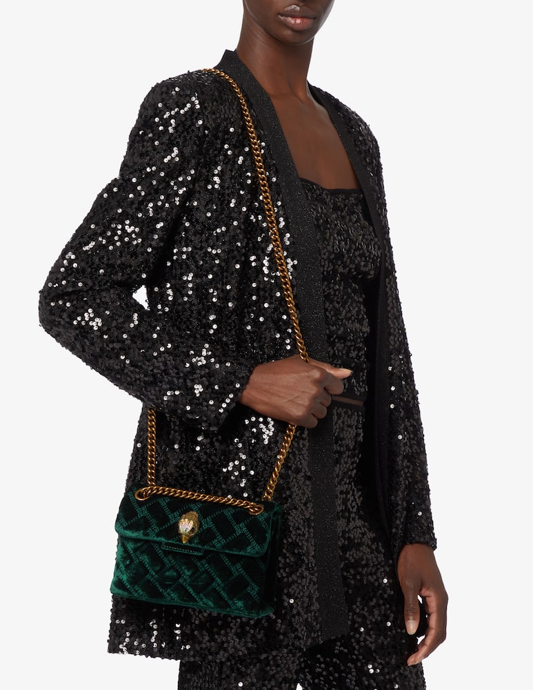 rinascente Kurt Geiger Borsa in velluto Mini Kensington - Verde
