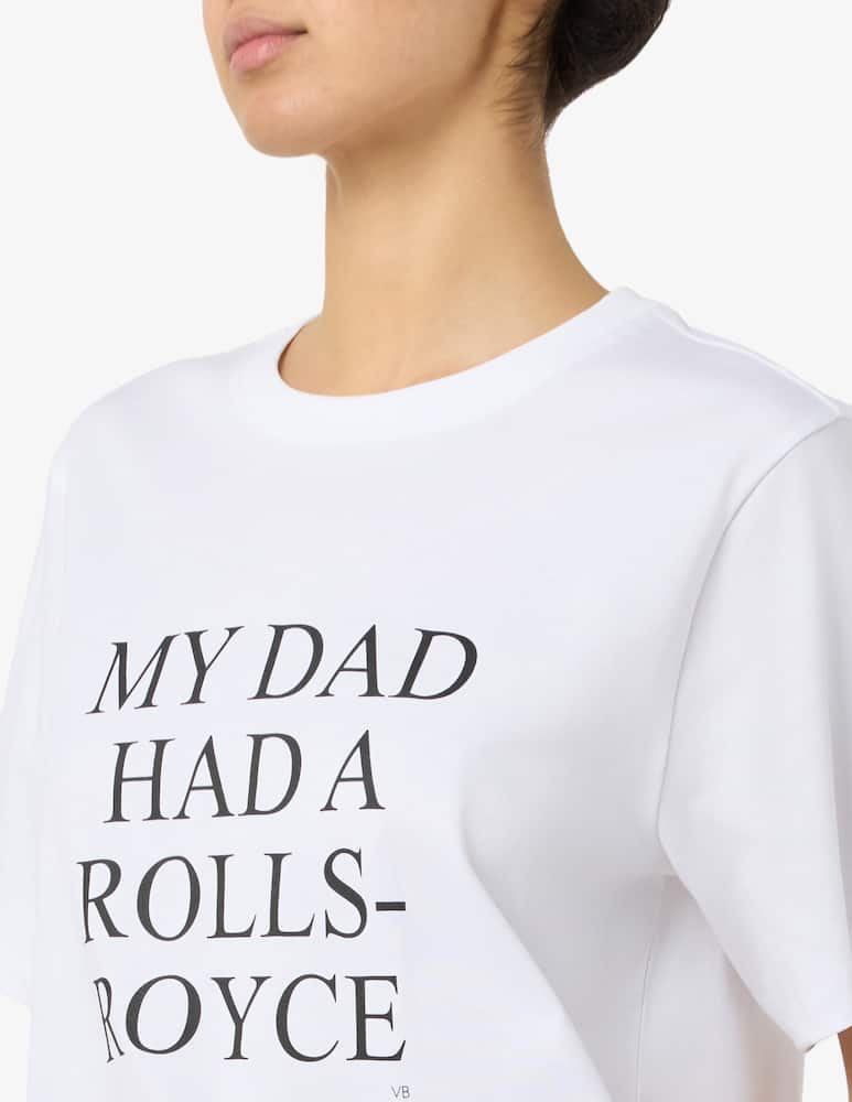 rinascente Victoria Beckham T-shirt slogan my dad had a rolls-royce