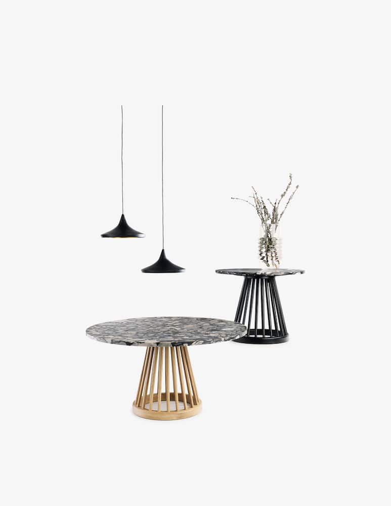Tom Dixon Tavolo Fan Natural Top Pietra 90cm - immagine 2 Tom Dixon Tavolo Fan Natural Top Pietra 90cm - immagine 2
