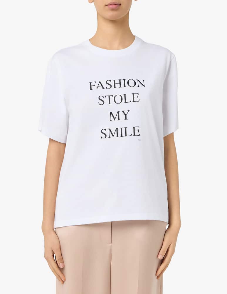 Victoria Beckham T-shirt con slogan fashion stole my smile - immagine 1 Victoria Beckham T-shirt con slogan fashion stole my smile - immagine 1