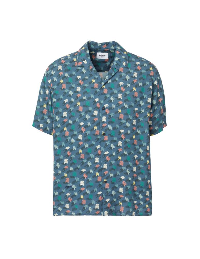 rinascente Brava Fabrics Camicia manica corta chairs aloha - blu