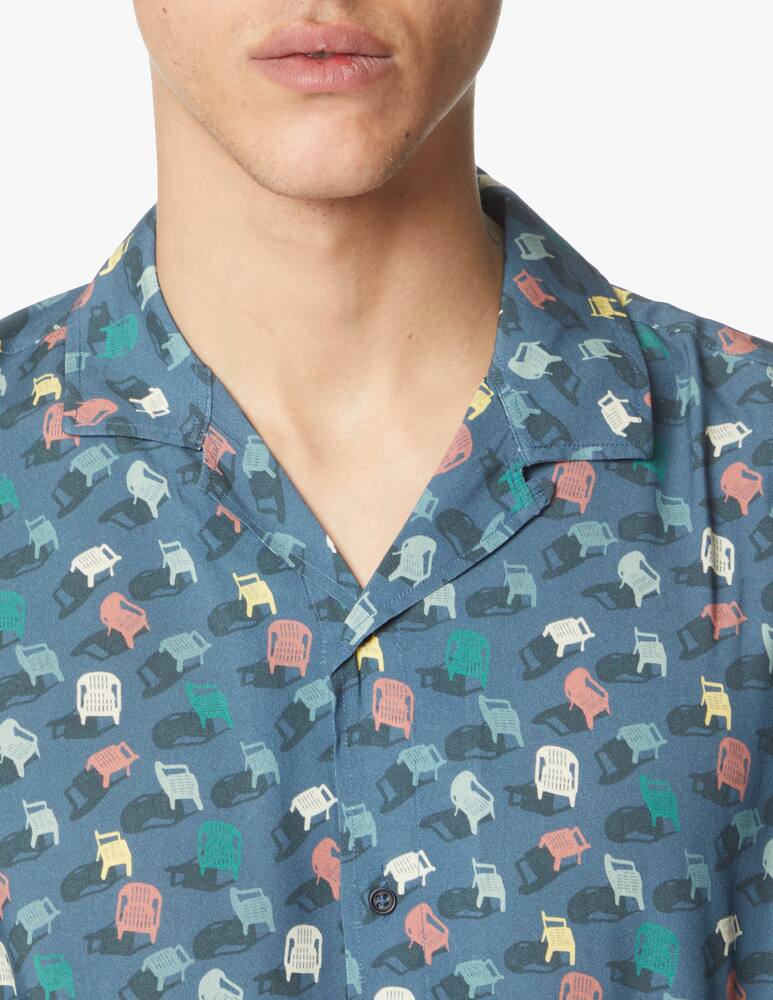 rinascente Brava Fabrics Camicia manica corta chairs aloha - blu