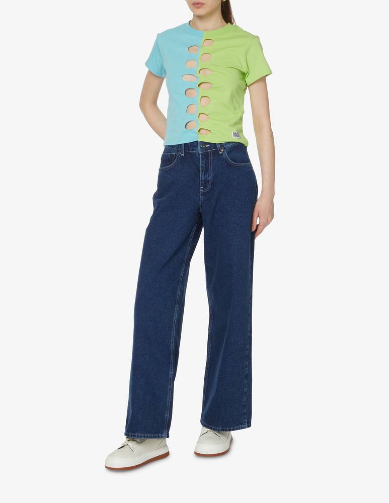 rinascente The Ragged Priest Cotton cropped cut out t-shirt - light blue