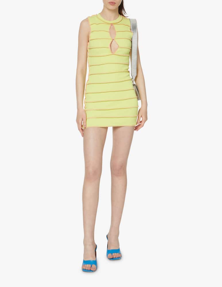 rinascente The Ragged Priest Cotton cut out mini dress - yellow