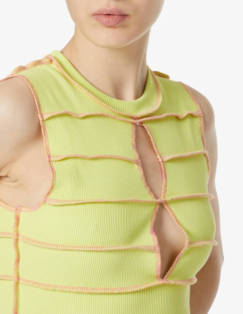 rinascente The Ragged Priest Cotton cut out mini dress - yellow