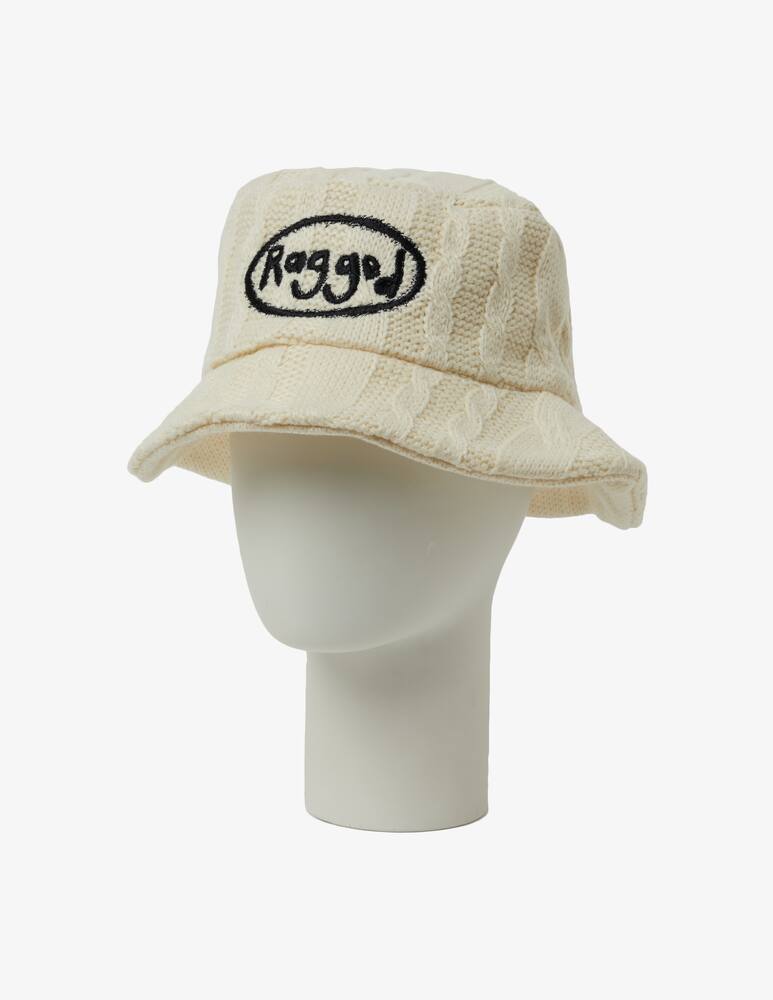 rinascente The Ragged Priest Cable knit bucket hat - White