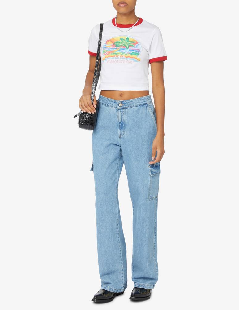 rinascente Casablanca T-shirt crop in cotone - Bianco