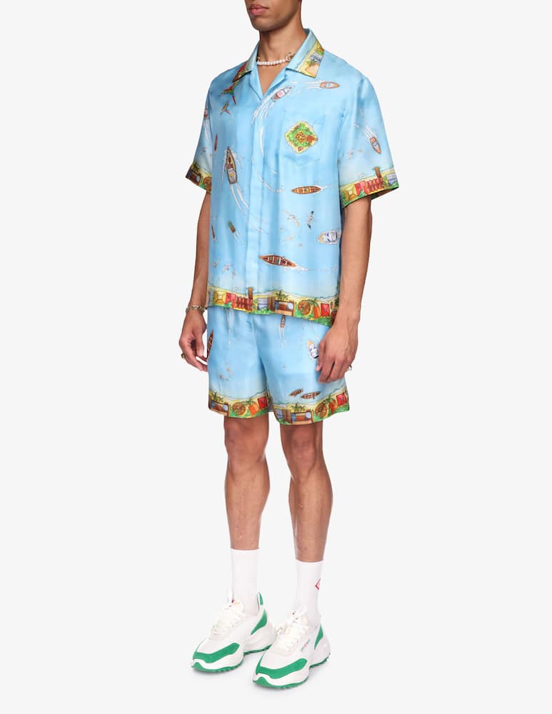 rinascente Casablanca Camicia maniche corte lino embroidered