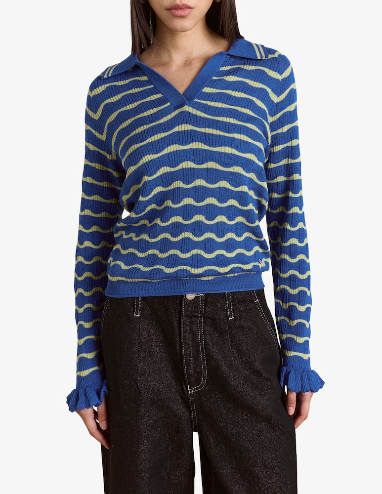 Damson Madder Silvia cotton merino polo jumper - picture 1 Damson Madder Silvia cotton merino polo jumper - picture 1