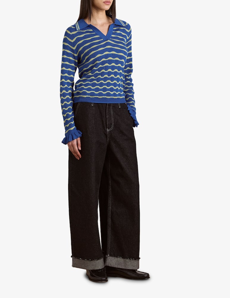 Damson Madder Silvia cotton merino polo jumper - picture 2 Damson Madder Silvia cotton merino polo jumper - picture 2