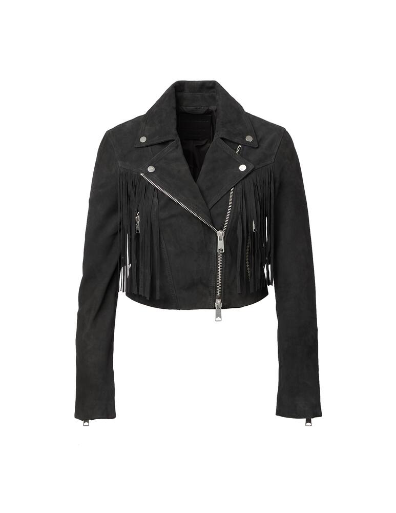 rinascente AllSaints Leather tassel biker jacket Elora