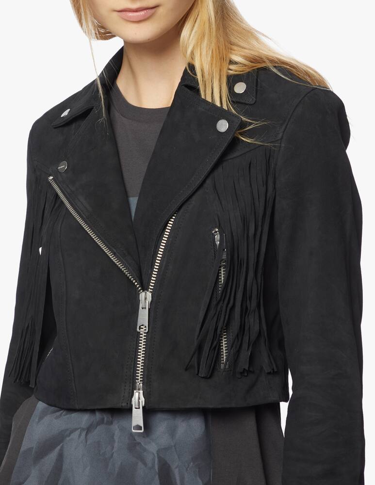 rinascente AllSaints Leather tassel biker jacket Elora