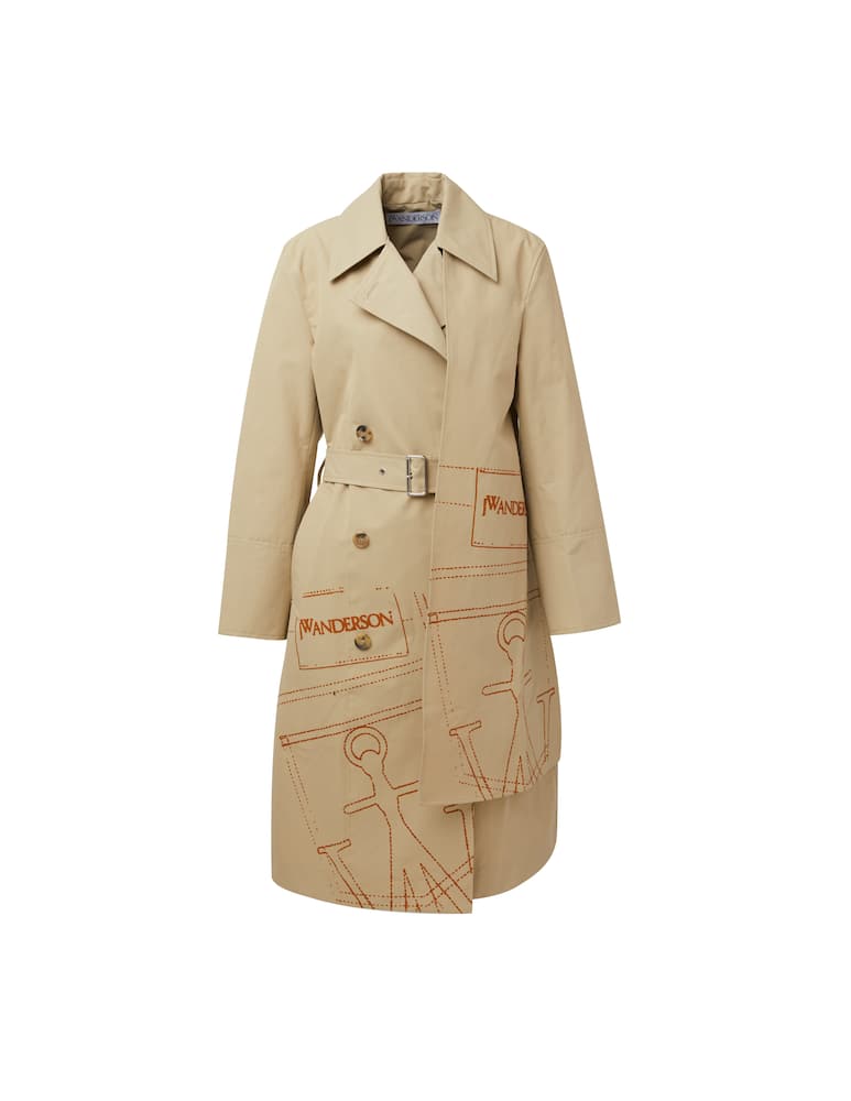 rinascente JW Anderson Trench in misto cotone con logo - beige